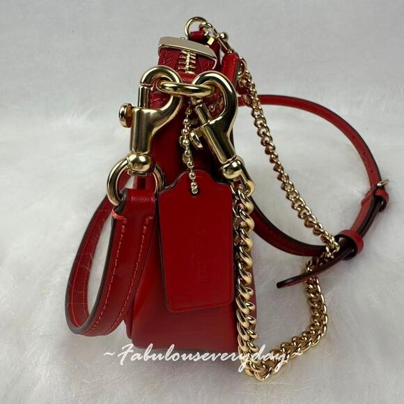 Coach Teri Mini Crossbody/Shoulder Bag In Signature Canvas In Bold Red CW323 NWT - Picture 3 of 8